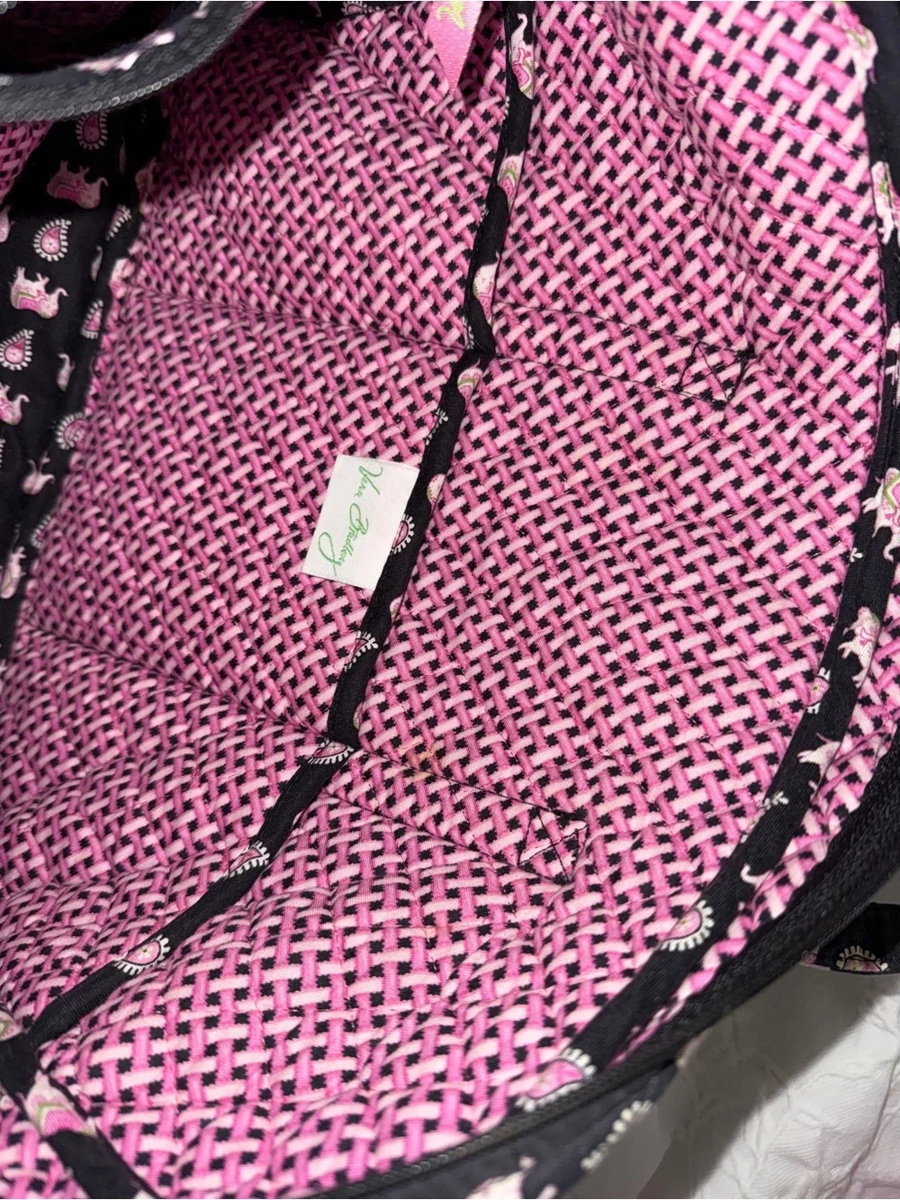 Vera Bradley vintage elephant print computer bag Tote black and pink